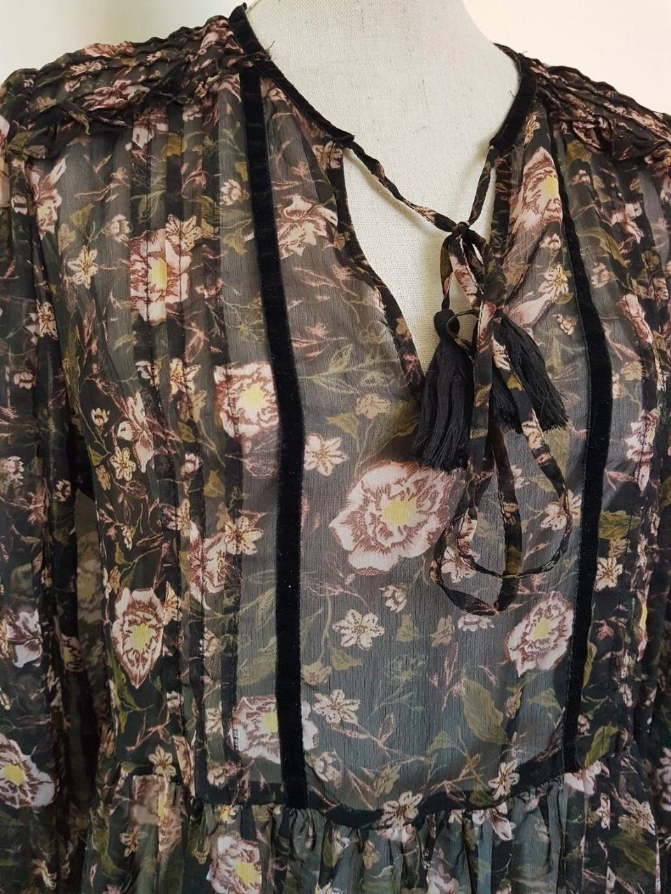 🌷Flowy floral transparent Zara short dress/tunic L 42☀️ – photo 2